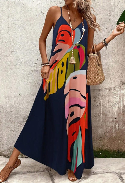 Women's V-Neck Tropical Dress