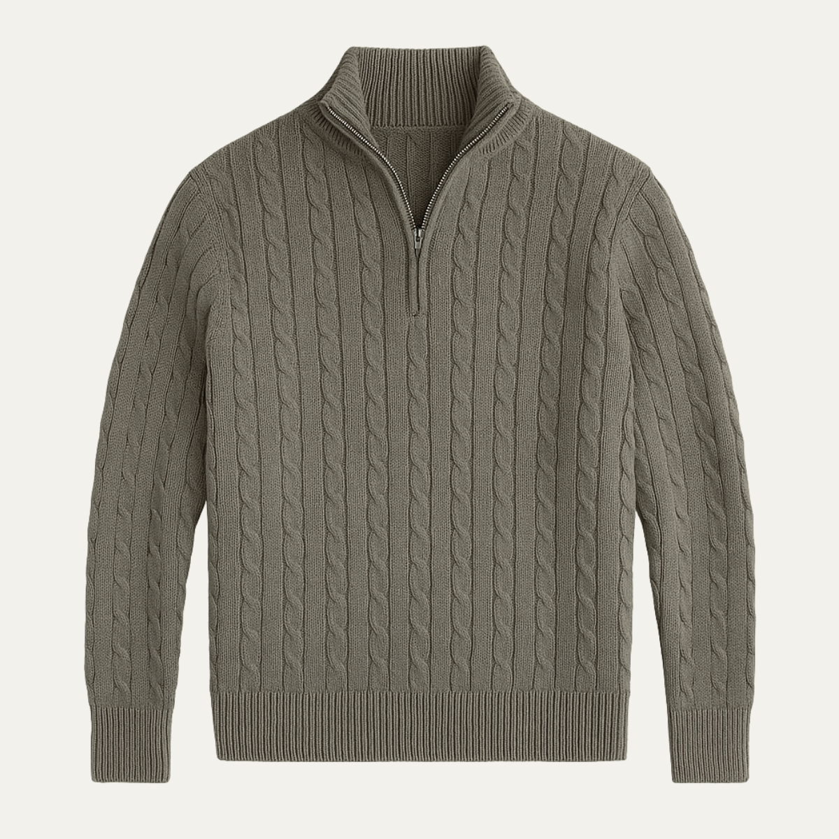 Men's Classic Cable Knit Sweater Textured Half Zip - Vonnera