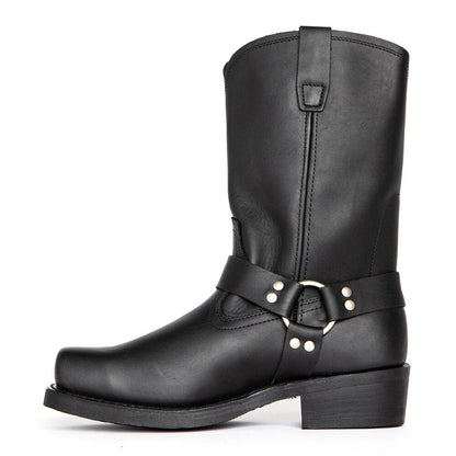 Men's Boots Strap Buckle Brown Leather