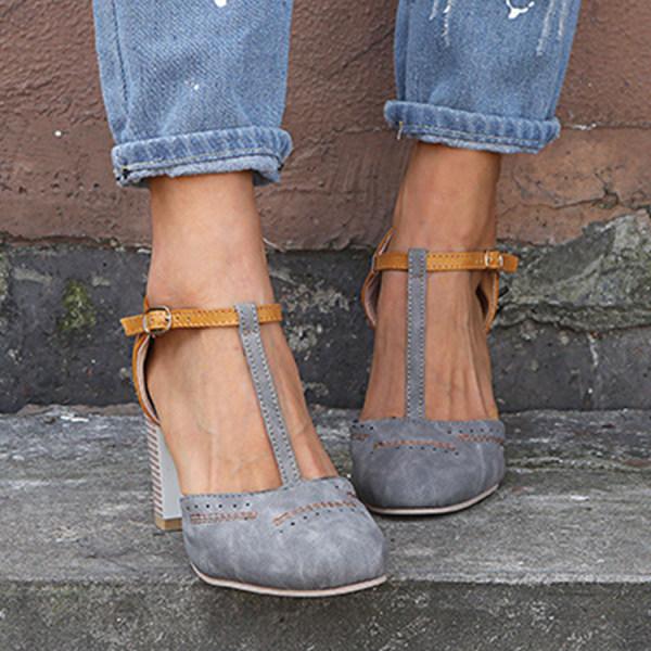 Image of Dominique | Women's T-Strap Block Heel Shoes