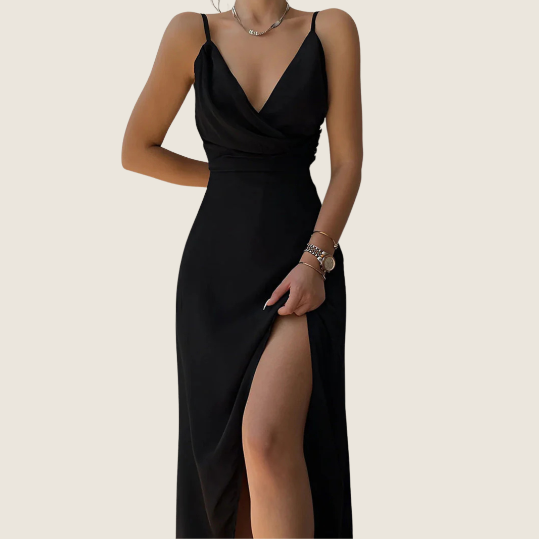Women's V-Neck Midi Slip Dress - VibreMode
