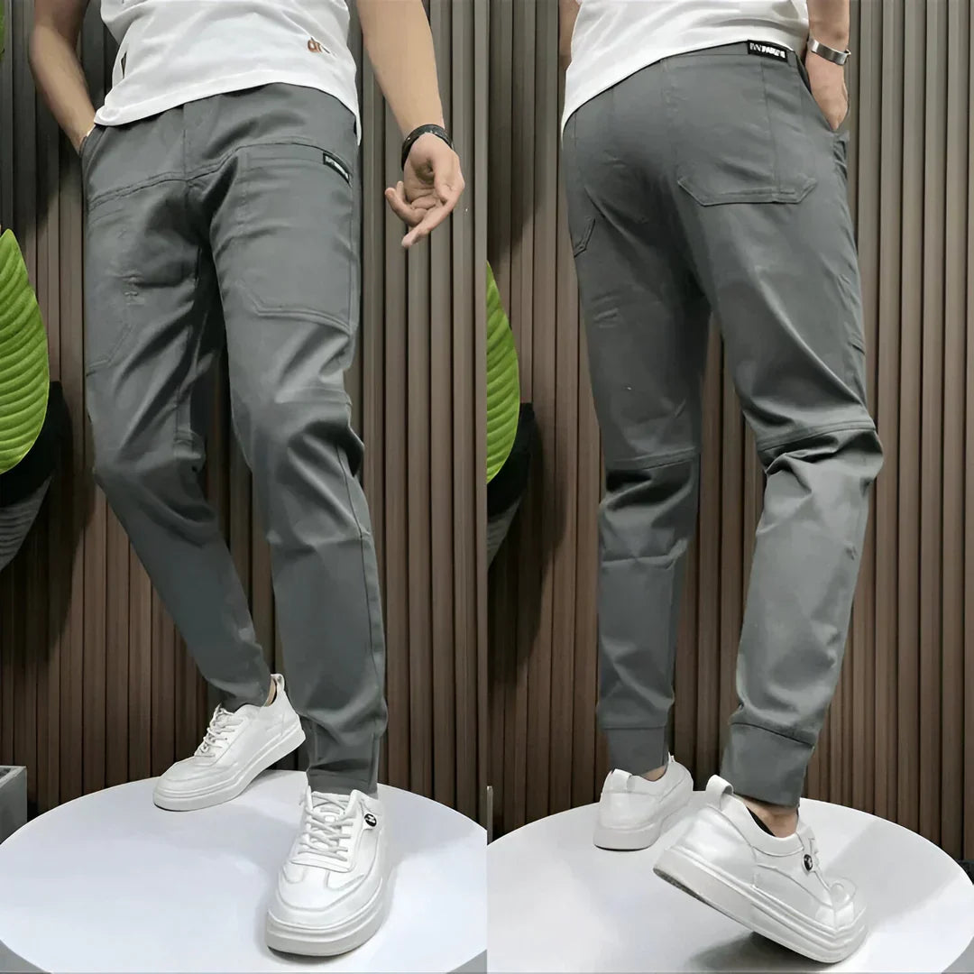 Elastic Cargo Pants Stretchable Mens Khaki