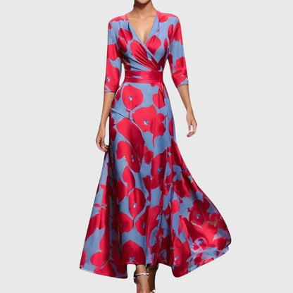 Women's V-Neck Maxi Wrap Dress - Vonnera