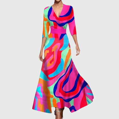 Women's V-Neck Maxi Wrap Dress