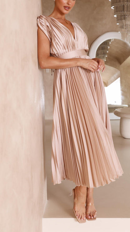 Women's V-Neck Midi Dress Fit And Flare