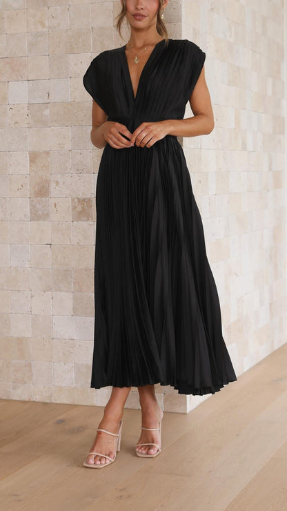 Women's V-Neck Midi Dress Fit And Flare