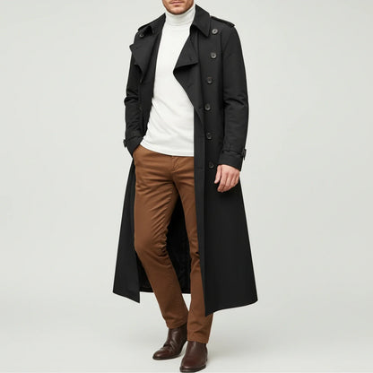 Men's Double-Breasted Long Wool Coat