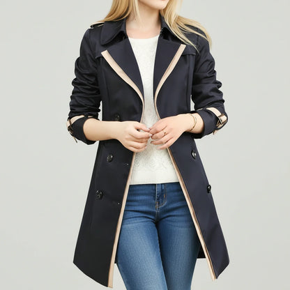 Women's Double Breasted Midi Trench Coat