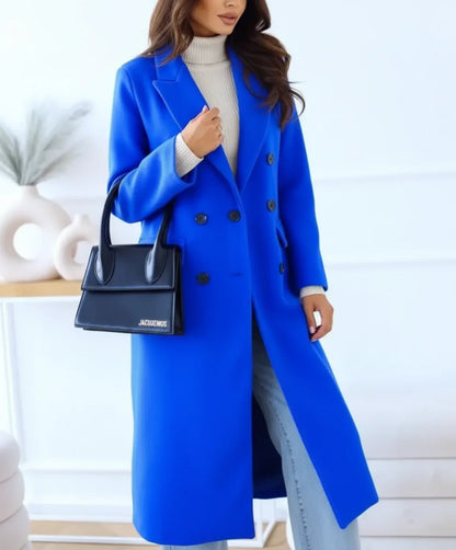 Women's Double Breasted Wool Long Coat - Vonnera