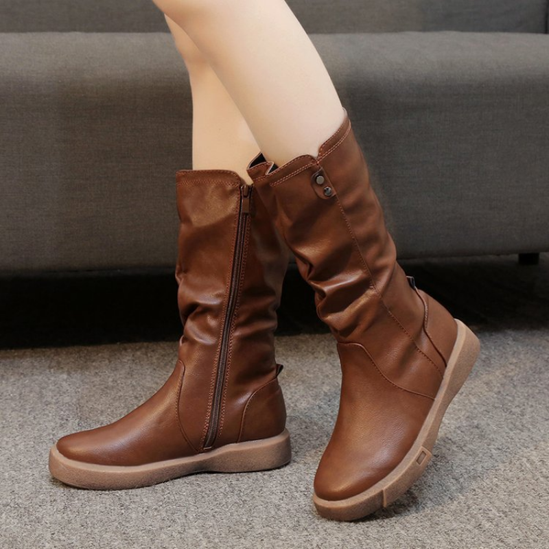 Women's Mid Calf Boots Flat Sole - Vonnera