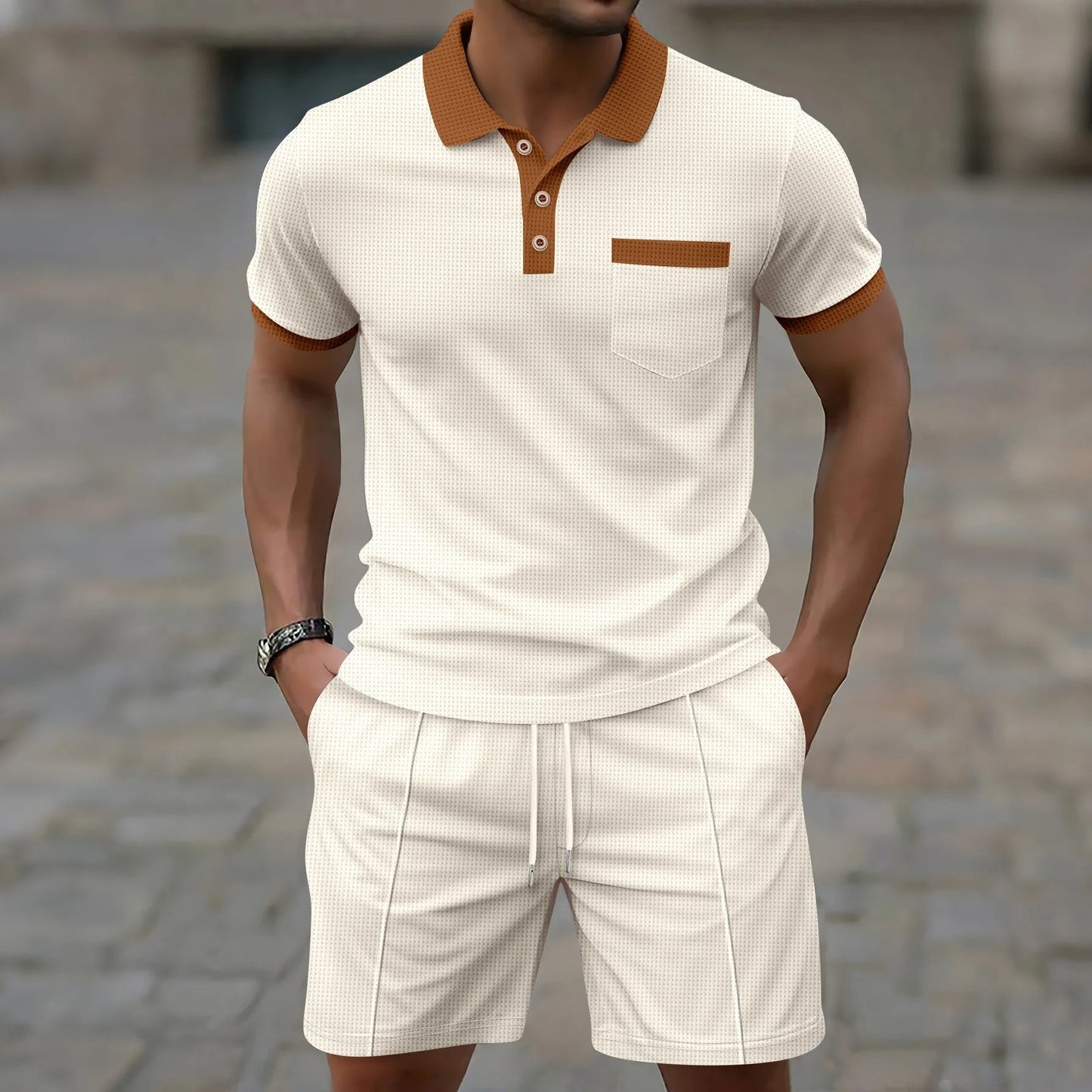 Men's Cotton Polo Shirt And Shorts Set