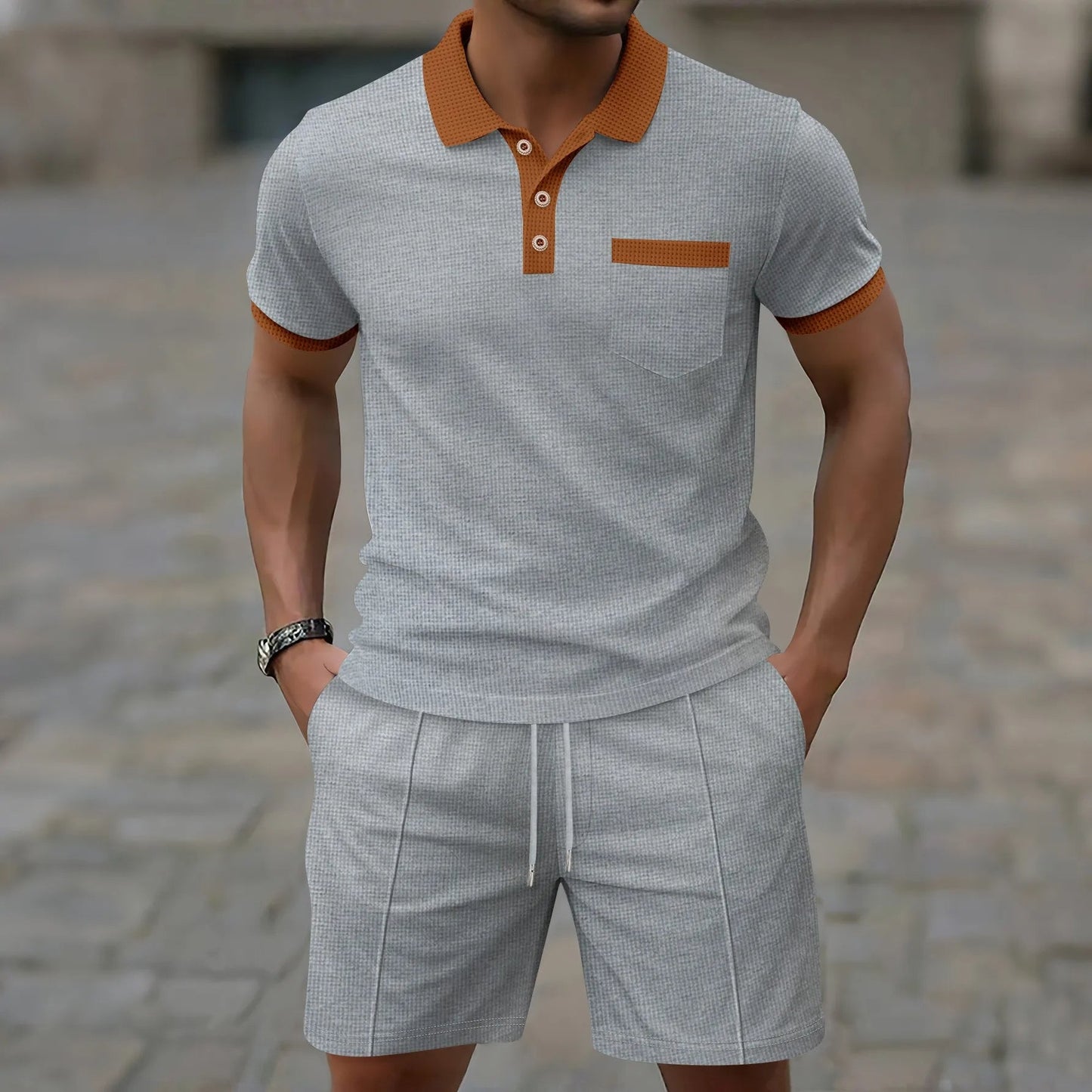 Men's Cotton Polo Shirt And Shorts Set