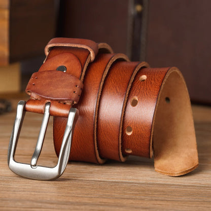 Men's Vintage Leather Belt Cowhide Classic Buckle