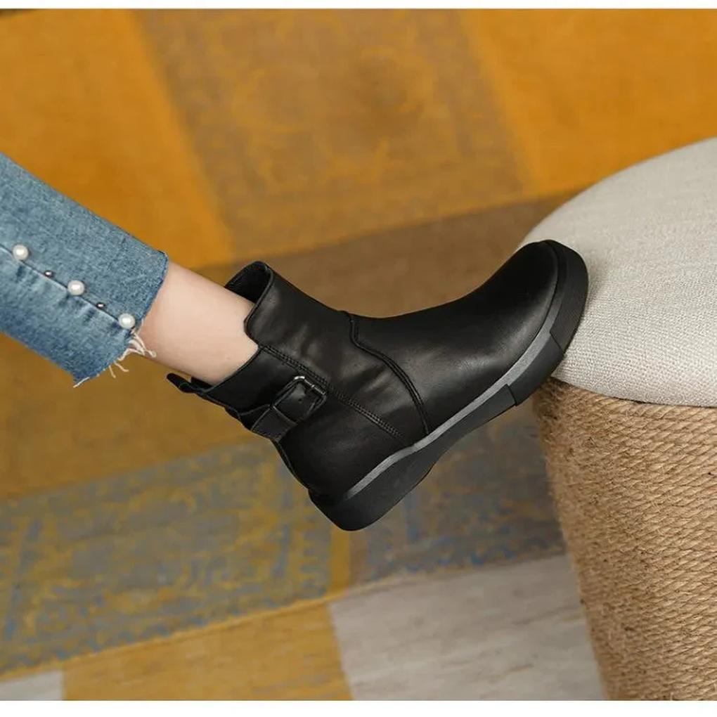 Women's Ankle Boots Retro Style Leather Brown