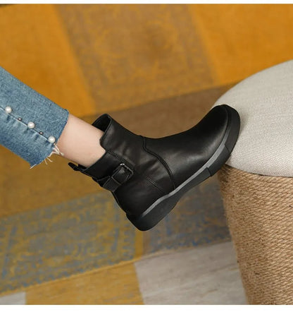 Women's Mid-Ankle Boots Flat Sole Comfortable Black