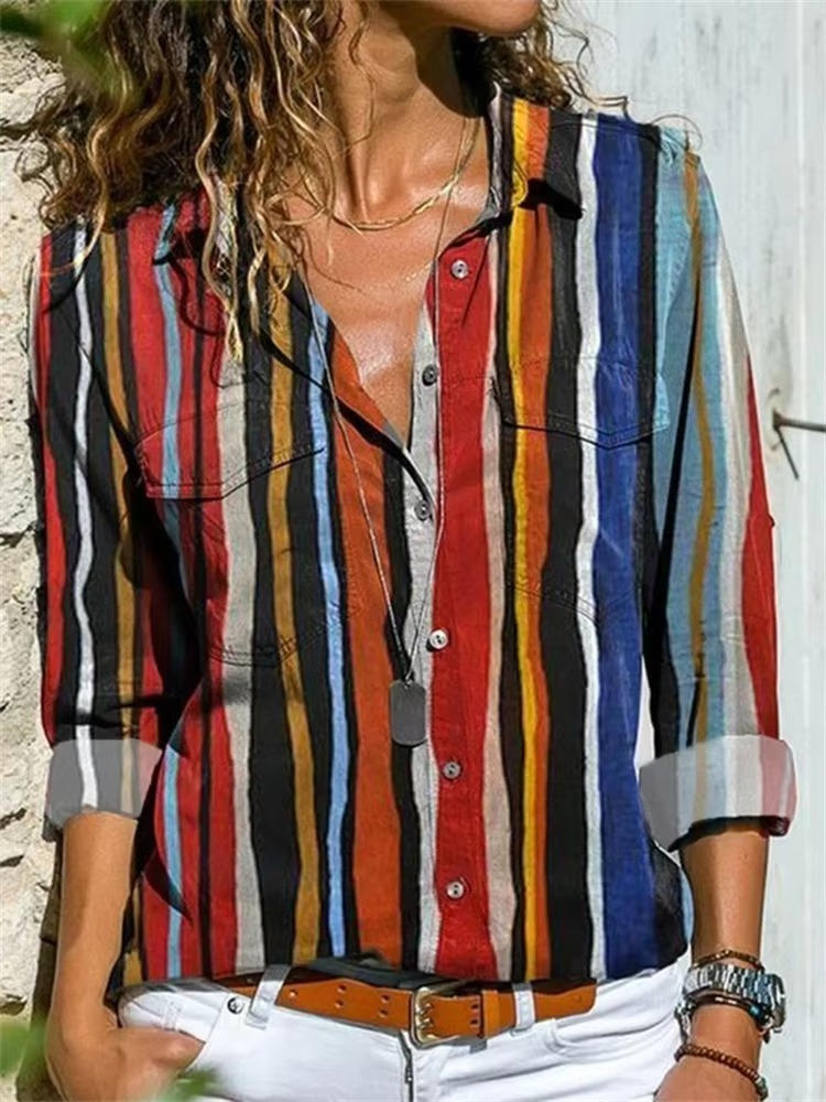 Women's Long Sleeve Geometric Print Shirt