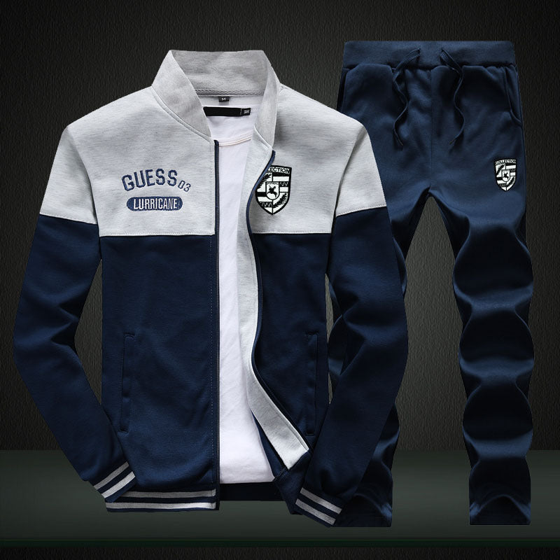 Men's Sports Tracksuit White Blue