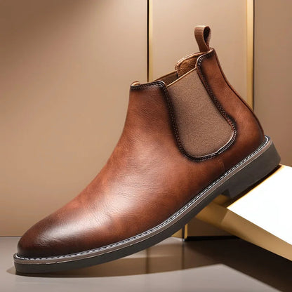Men's Leather Chelsea Boots Comfortable Brown