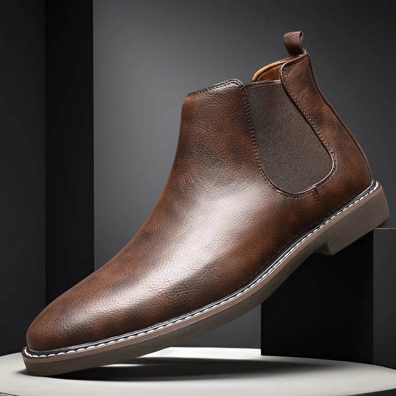 Men's Leather Chelsea Boots Comfortable Brown