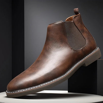 Men's Leather Chelsea Boots Comfortable Brown