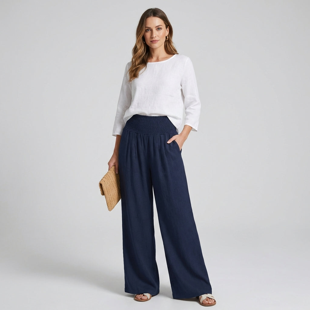 Women's Linen Palazzo Pants - Vonnera