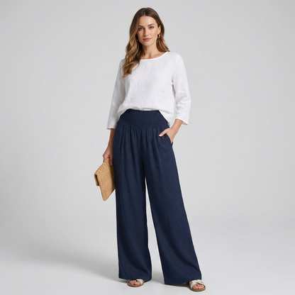 Women's Linen Palazzo Pants - Vonnera