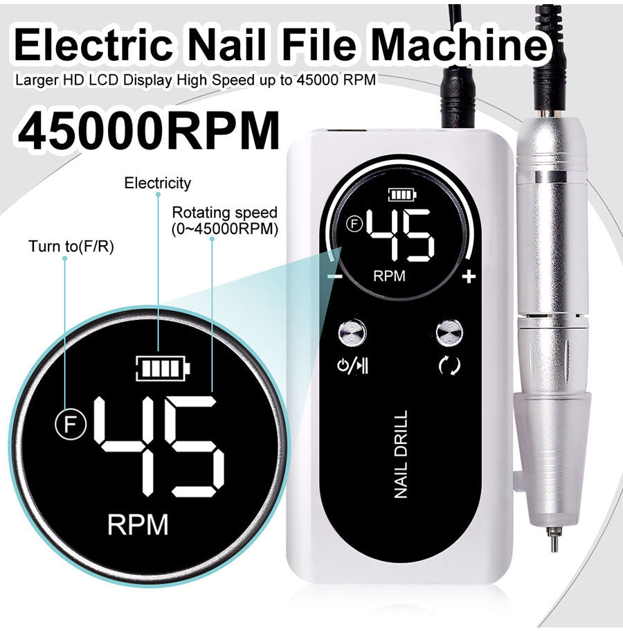 Rechargeable Electric Nail Drill 45,000RPM - Vonnera