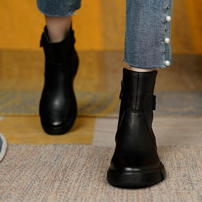 Women's Mid-Ankle Boots Flat Sole Comfortable Black