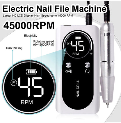 Rechargeable Electric Nail Drill 45000RPM - Vonnera
