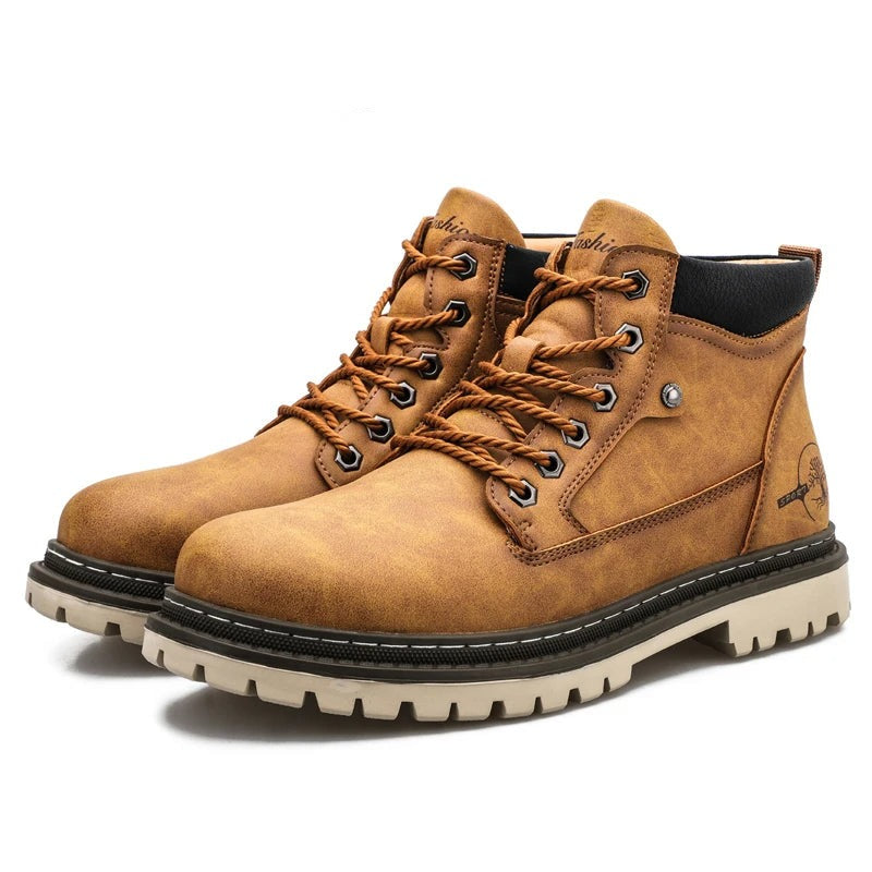 Men's Ankle Boots Durable Leather Waterproof Brown