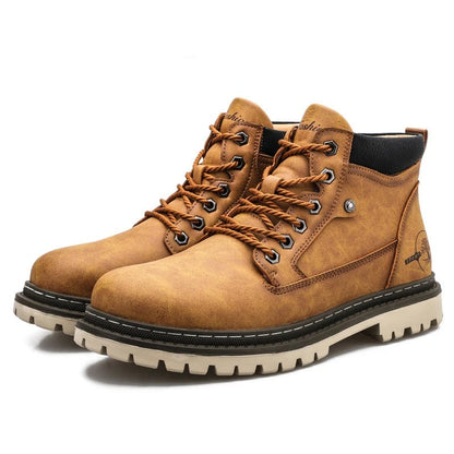 Men's Ankle Boots Durable Leather Waterproof Brown