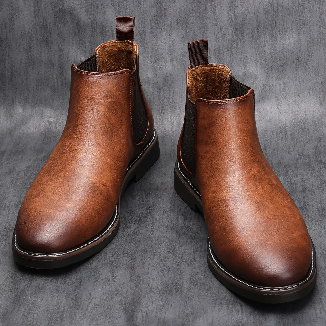 Men's Leather Chelsea Boots Durable Brown