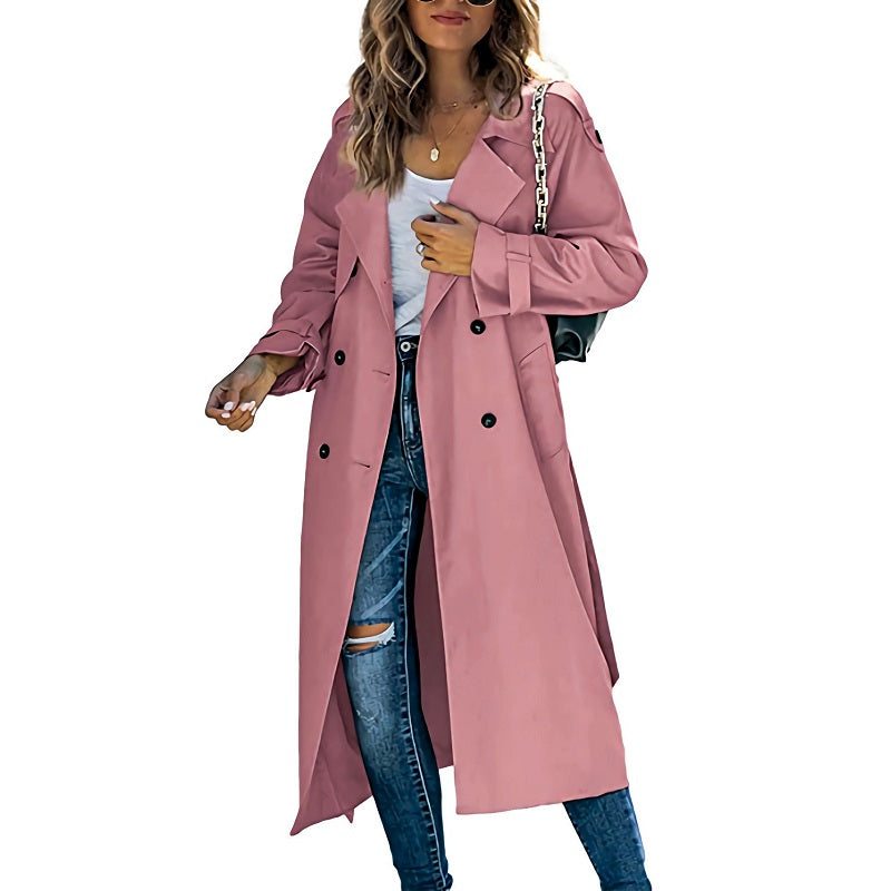 Women's Long Trench Coat Waterproof Autumn Beige