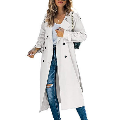 Women's Long Trench Coat Waterproof Autumn Beige - Vonnera
