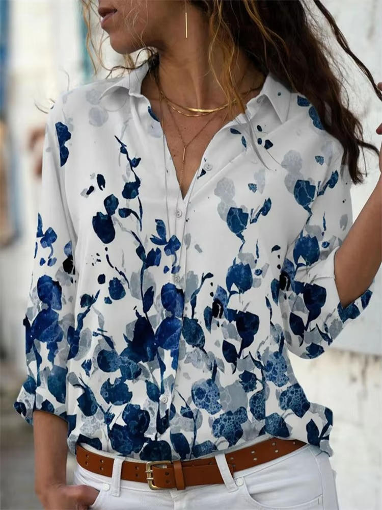 Women's Long Sleeve Geometric Print Shirt