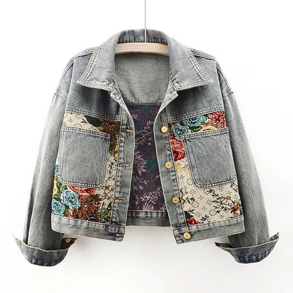 Women's Floral Denim Jacket - Vonnera