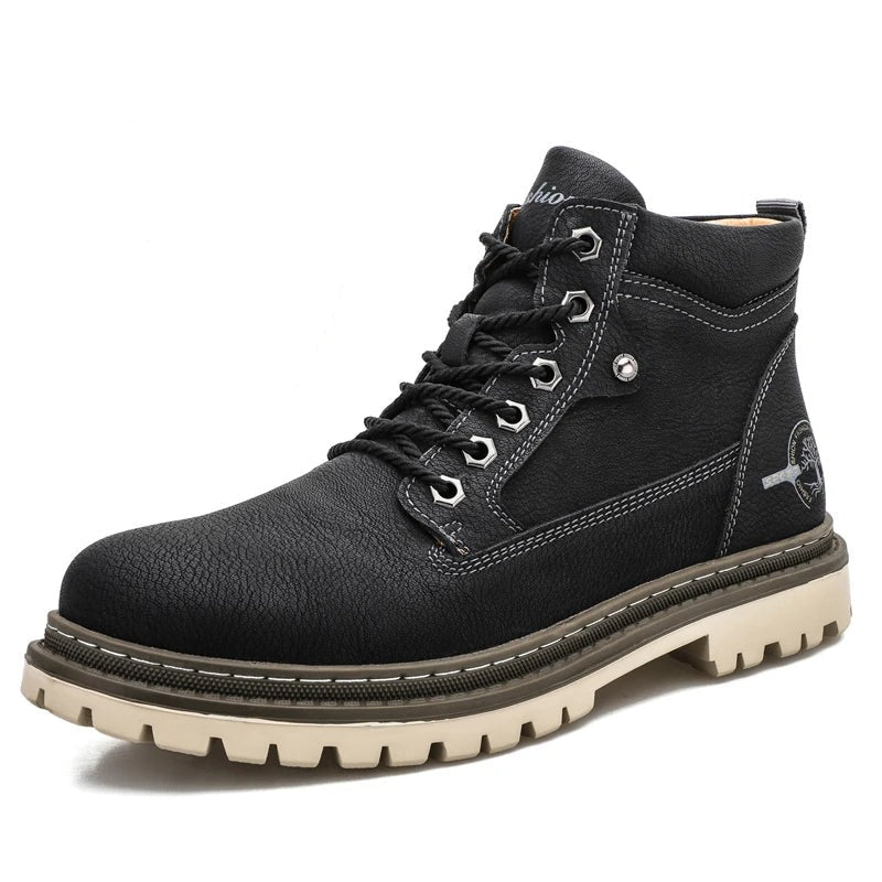 Men's Ankle Boots Durable Leather Waterproof Brown