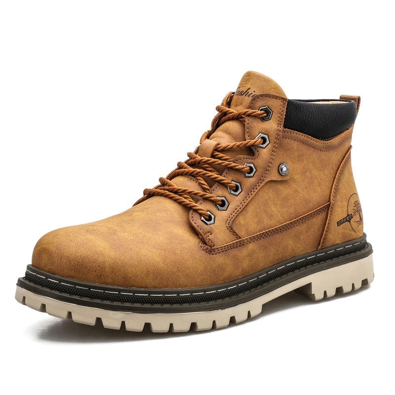 Men's Ankle Boots Durable Leather Waterproof Brown - Vonnera