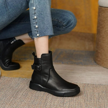 Women's Mid-Ankle Boots Flat Sole Comfortable Black