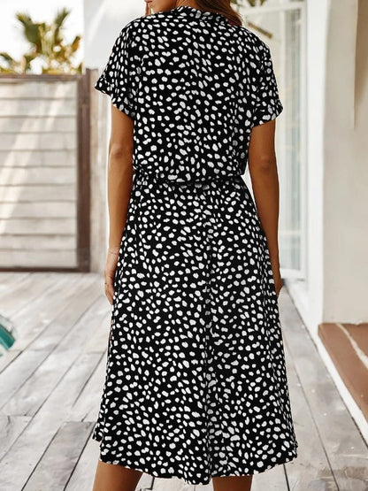 Women's Printed Midi Dress Short Sleeves