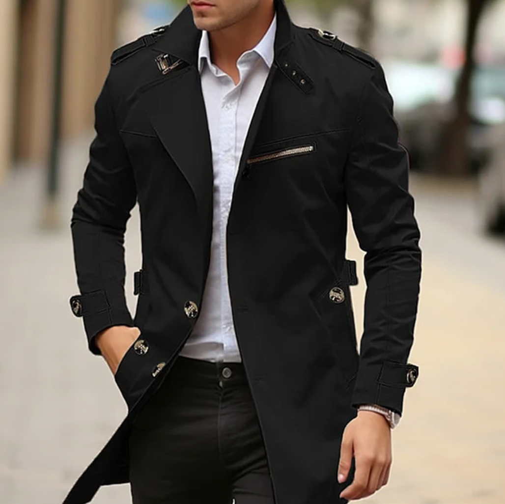 Image of Drake | Men's Double-Breasted Long Coat