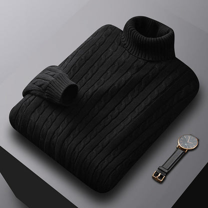 Image of Drake | Men's Turtleneck Cable Knit Sweater
