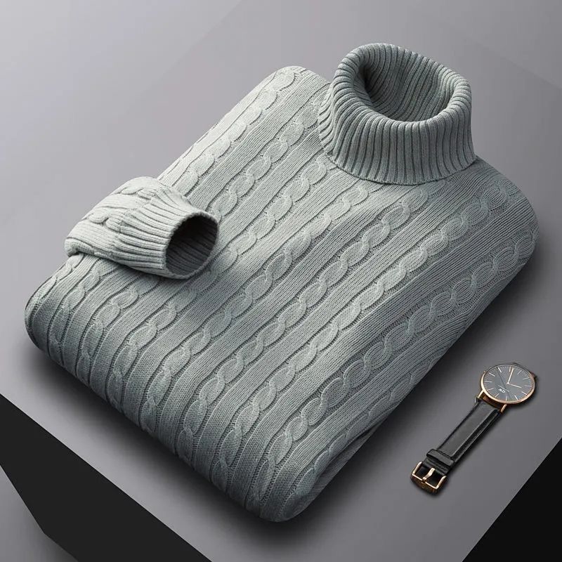 Image of Drake | Men's Turtleneck Cable Knit Sweater