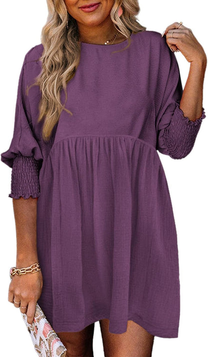 Women's Loose Fit Round Neck Summer Dress