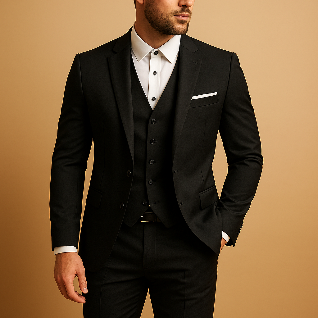 Men's Slim Fit Three-Piece Suit Blazer Pants