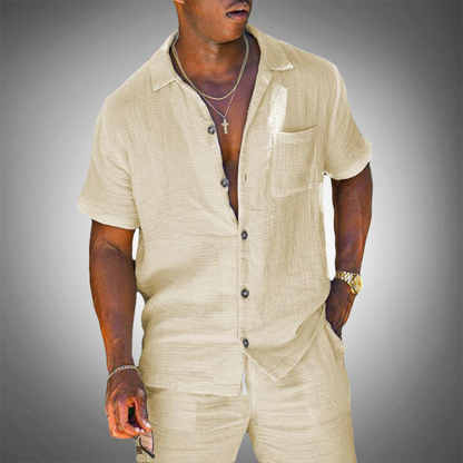 Men's Linen Two Piece Suit Set