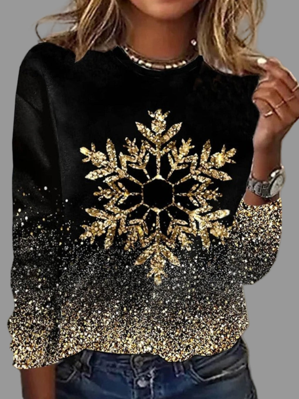 Women's Christmas Crew Neck Long Sleeve T-Shirt - Vonnera