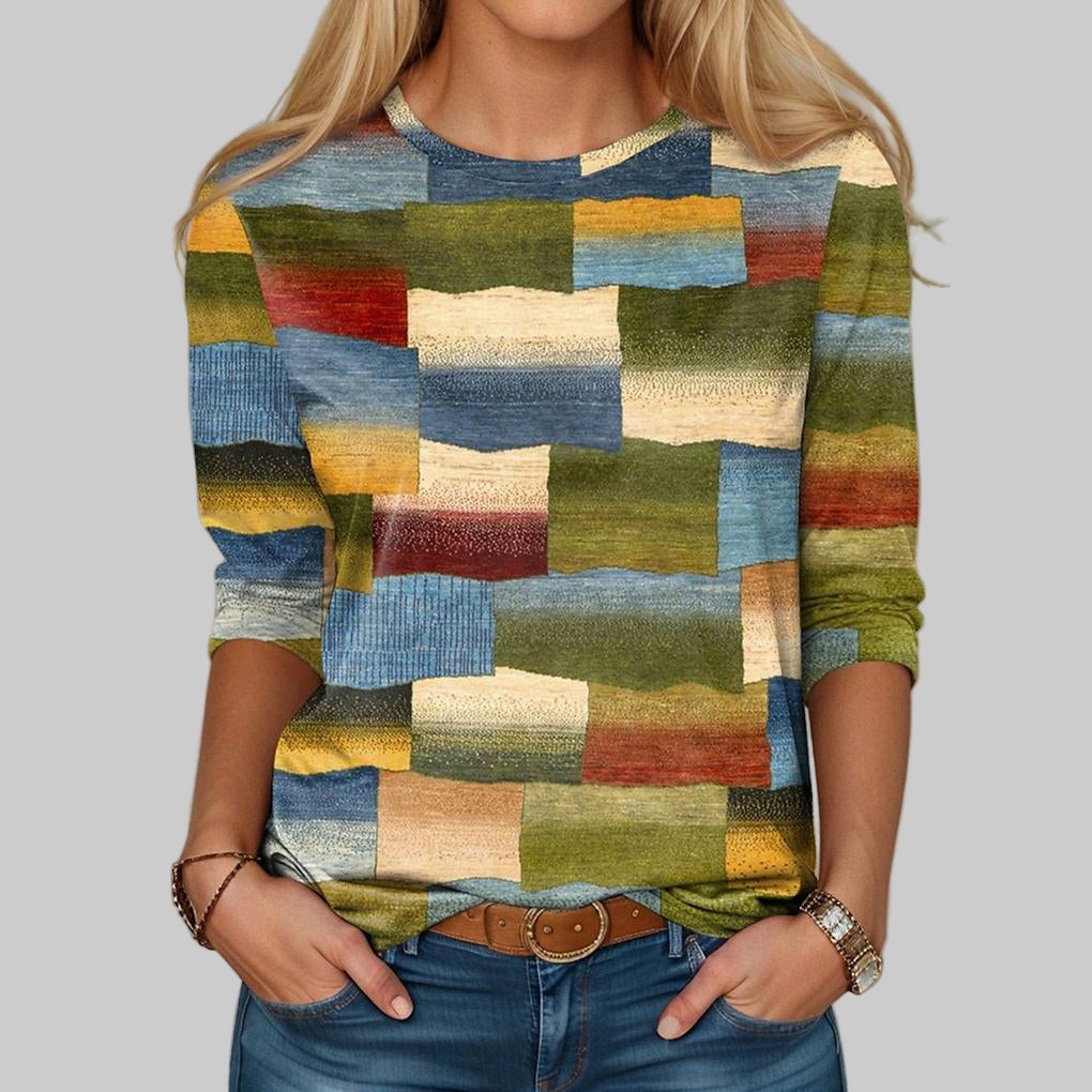 Multicolor Crew Neck T-Shirt Loose Fit - Vonnera