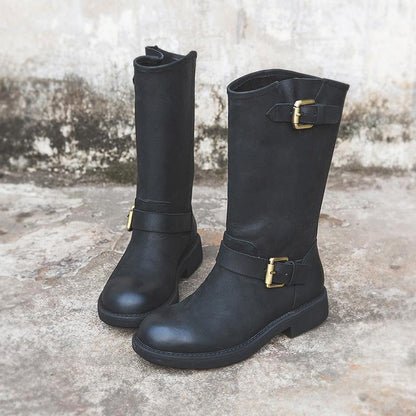 Women's Mid Calf Boots With Buckle