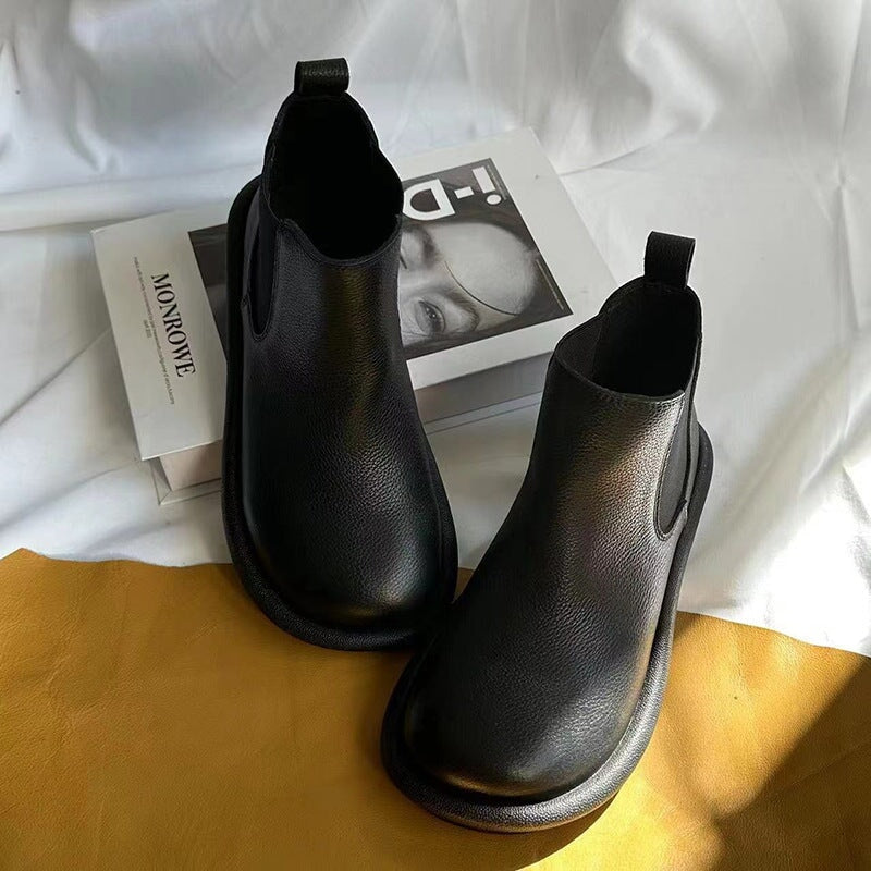 Women's Slip-On Boots Comfortable Leather Black